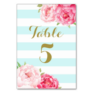 Carte de numéro de table de Mariage de fleurs rose