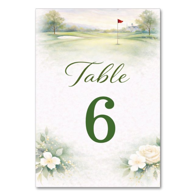 Carte de Numéro de Table de Mariage de Golf (Par défaut)