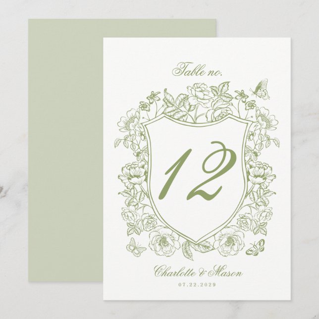 Carte de numéro de table de mariage de jardin de C (Devant / Derrière)