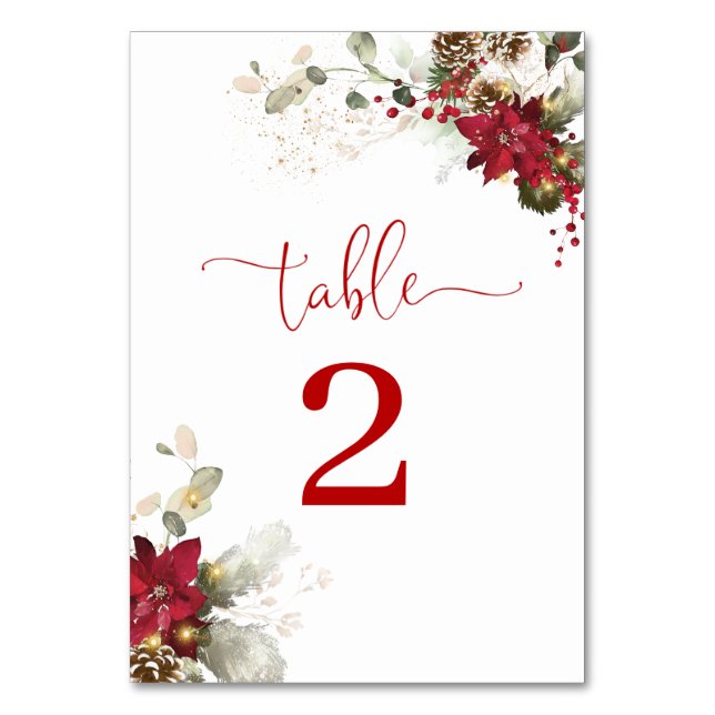 Carte de numéro de table de mariage de Noël à fleu (Par défaut)