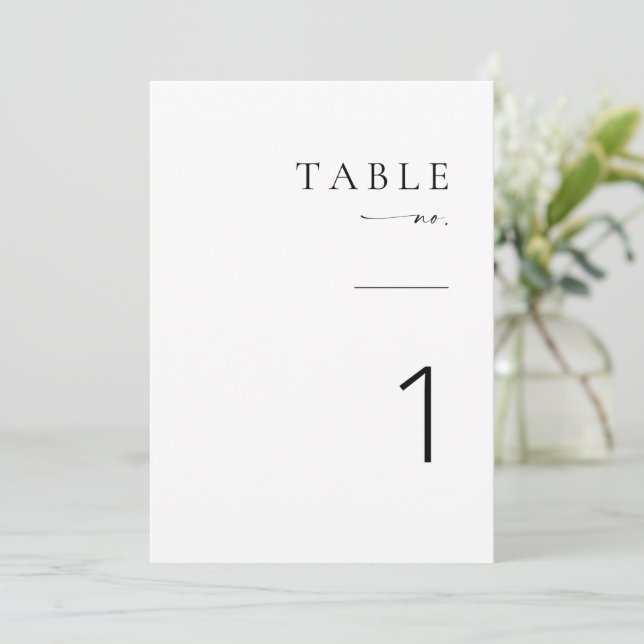 Carte de numéro de table de Mariage de script mini (Debout devant)
