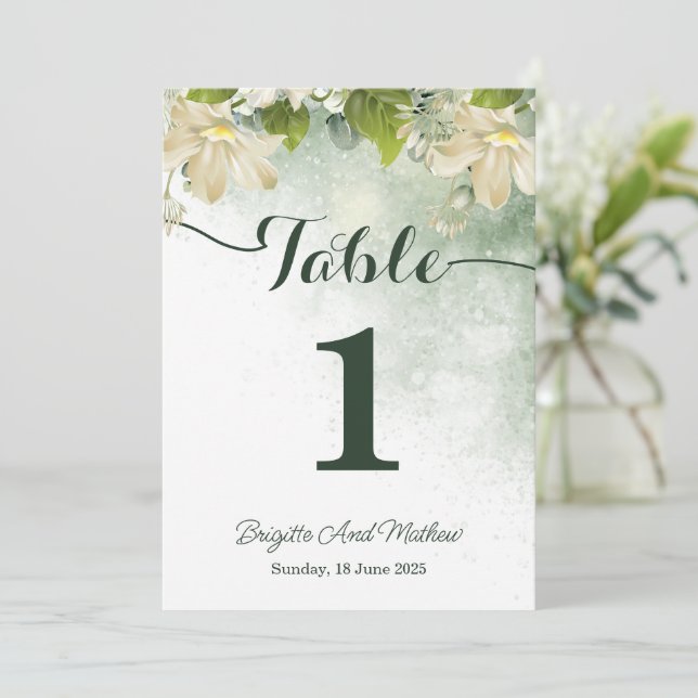 Carte de numéro de table de mariage écologique (Debout devant)