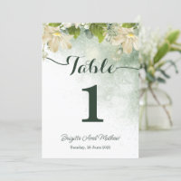 Carte de numéro de table de mariage écologique