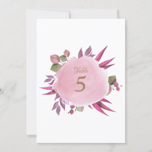 Carte de numéro de table de mariage élégante coule