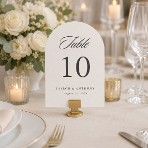 Carte de numéro de table de mariage élégante simpl