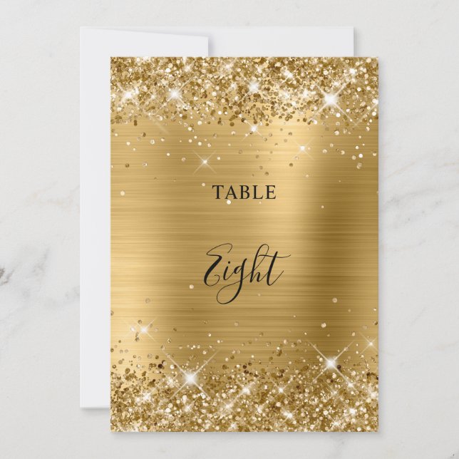 Carte de numéro de table de mariage en feuille d'o (Devant)
