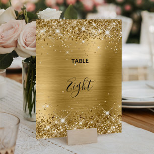 Carte de numéro de table de mariage en feuille d'o