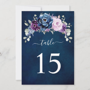 Carte de numéro de table de mariage en lilas viole