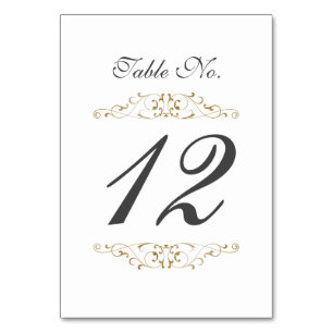 Carte de numéro de table de mariage en or antique