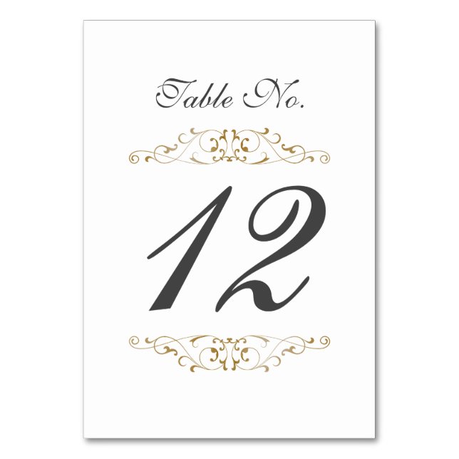 Carte de numéro de table de mariage en or antique  (Par défaut)