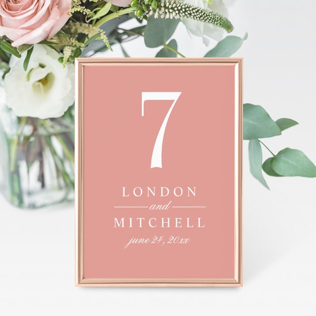 Carte de numéro de table de mariage en or rose cla (Créateur téléchargé)