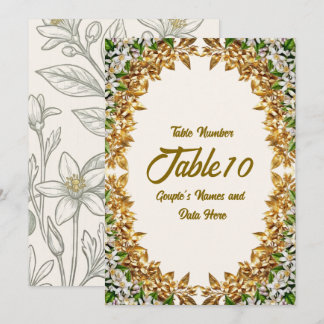 Carte de numéro de table de mariage Fleur d'orange