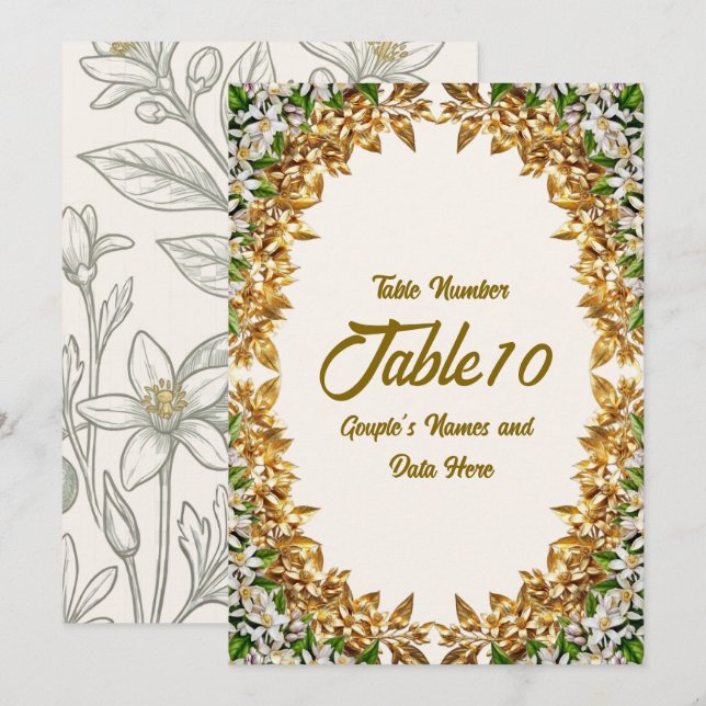 Carte de numéro de table de mariage Fleur d'orange (Devant / Derrière)