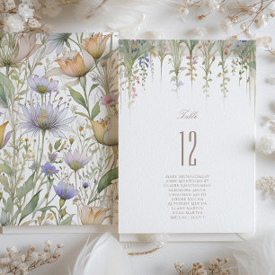 Carte de numéro de table de Mariage fleur sauvage