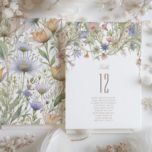 Carte de numéro de table de Mariage fleur sauvage