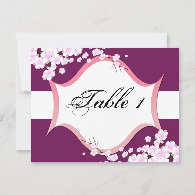 Carte de numéro de table de mariage - Fleurs blanc (Devant)