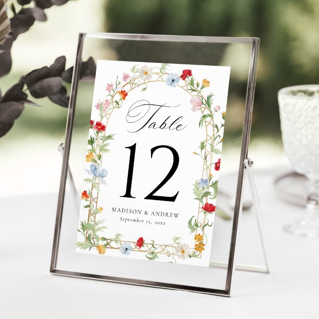Carte de numéro de table de mariage floral Jardin  (Créateur téléchargé)