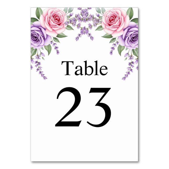 Carte de numéro de table de mariage floral rose la (Par défaut)