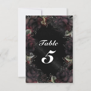 Carte de numéro de table de mariage floral Roses N