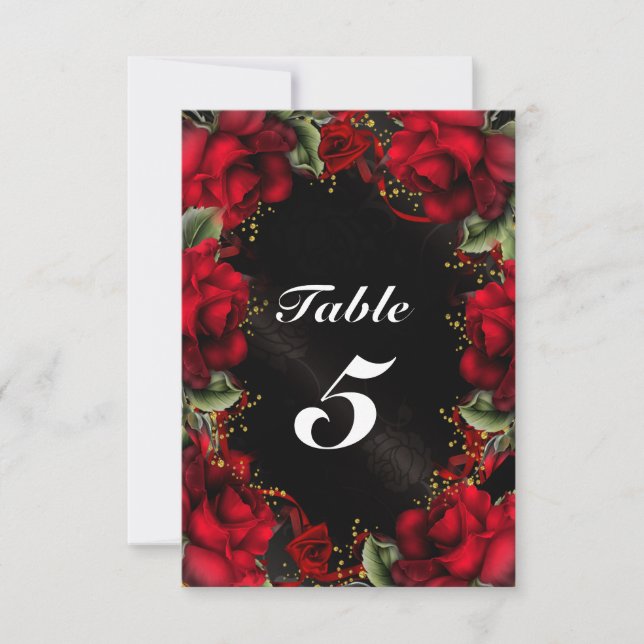 Carte de numéro de table de mariage floral Roses R (Devant)