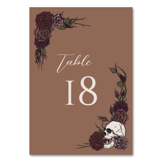 Carte de Numéro de Table de Mariage Gothique Brun  (Par défaut)