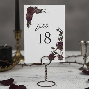 Carte de numéro de table de mariage gothique crâne