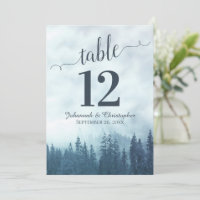 Carte de numéro de table de mariage Grand Pin sylv