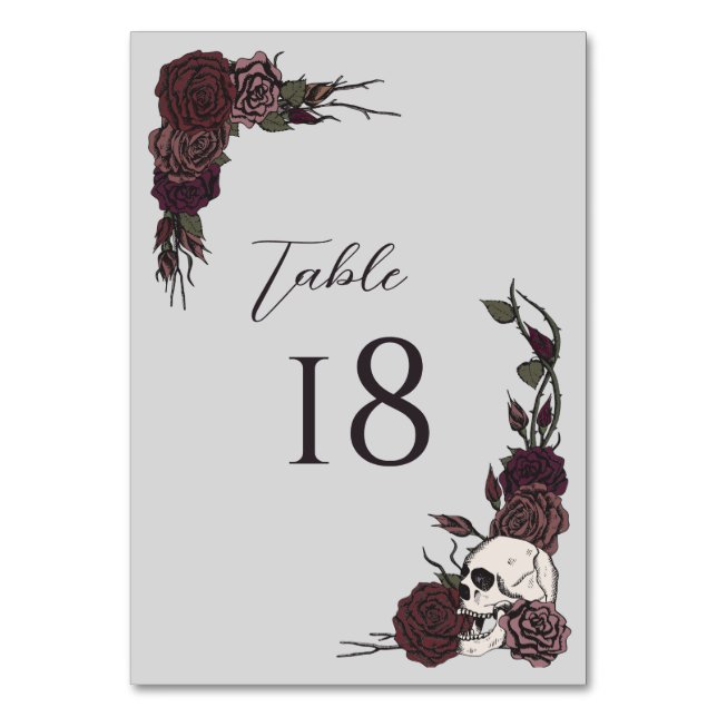Carte de numéro de table de mariage gris clair flo (Par défaut)