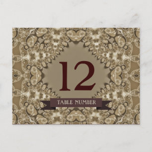 Carte de numéro de table de mariage Latte Lace