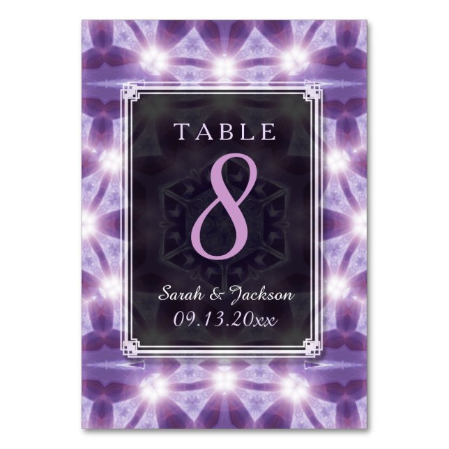 Carte de numéro de table de mariage Lavande Violet (Dos)