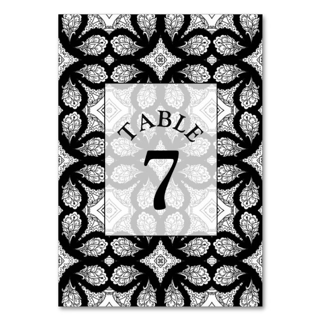 Carte de numéro de table de Mariage Mandala noir e (Par défaut)