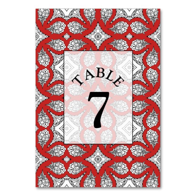 Carte de numéro de table de Mariage Mandala noir e (Par défaut)