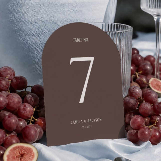 Carte de numéro de table de mariage marron (Créateur téléchargé)