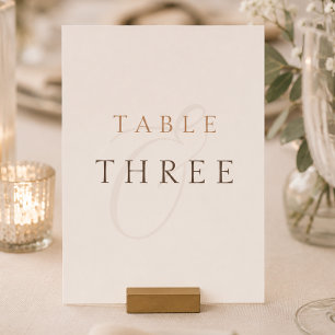 Carte de numéro de table de mariage marron Cocoa m