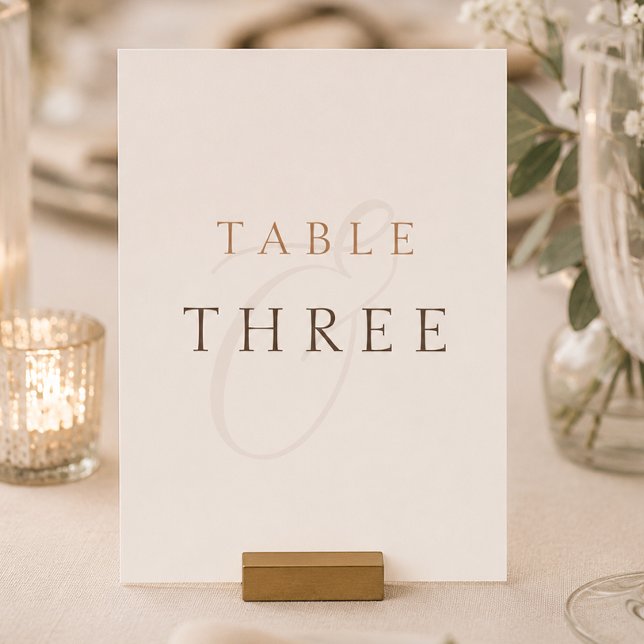 Carte de numéro de table de mariage marron Cocoa m (Minimalist Cocoa Brown Wedding Table Number Card)