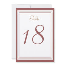 Carte de numéro de table de mariage Marsala