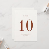 Carte de numéro de table de Mariage minimaliste