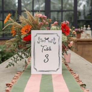 Carte de numéro de table de mariage minimaliste à 