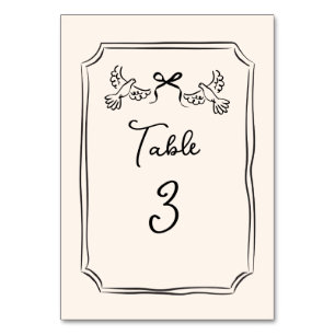 Carte de numéro de table de mariage minimaliste à