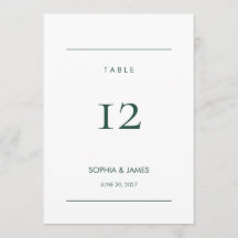 Carte de numéro de table de mariage modifiable Jun