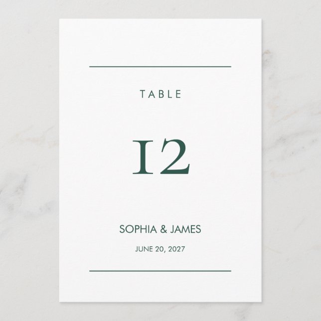 Carte de numéro de table de mariage modifiable Jun (Devant)