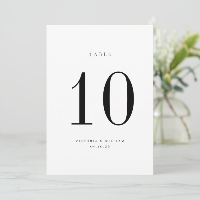 Carte de numéro de table de Mariage noir (Debout devant)