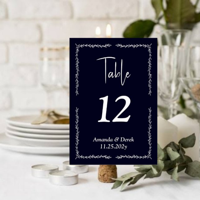 Carte de numéro de table de Mariage noir foncé ric (Créateur téléchargé)