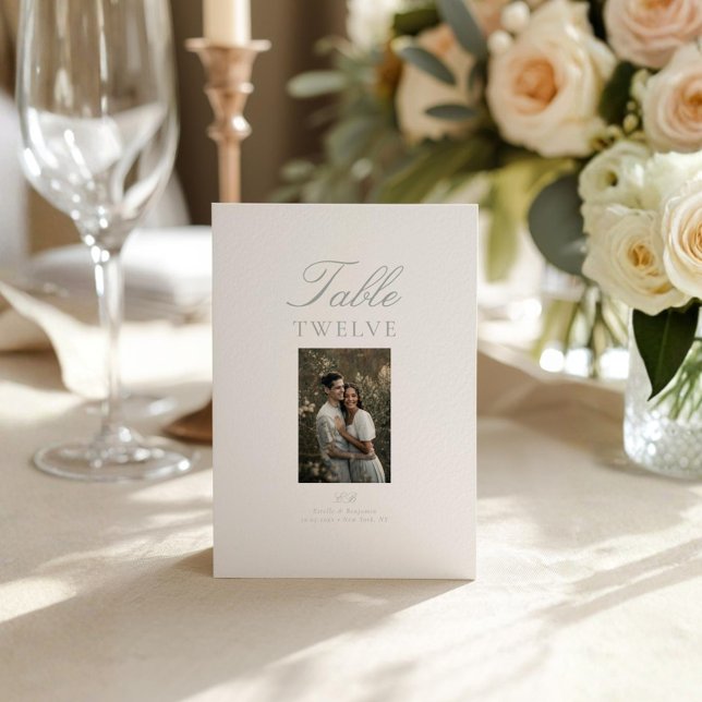 Carte de numéro de table de mariage photo élégante (Créateur téléchargé)