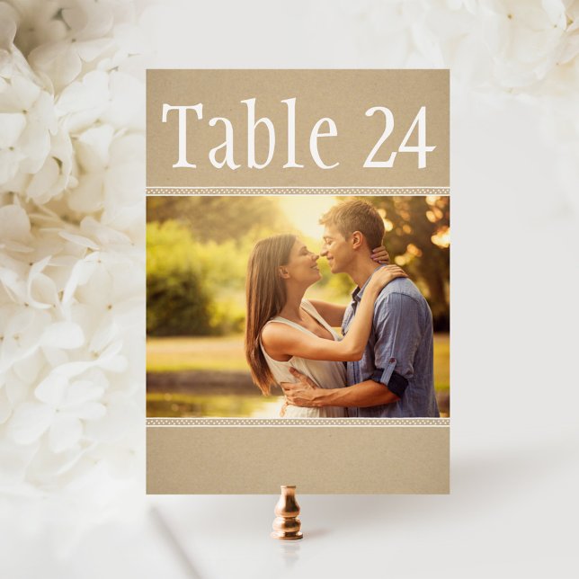 Carte de numéro de table de mariage photo Kraft ru (Créateur téléchargé)