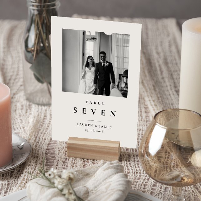 Carte de numéro de table de mariage photo moderne  (Créateur téléchargé)