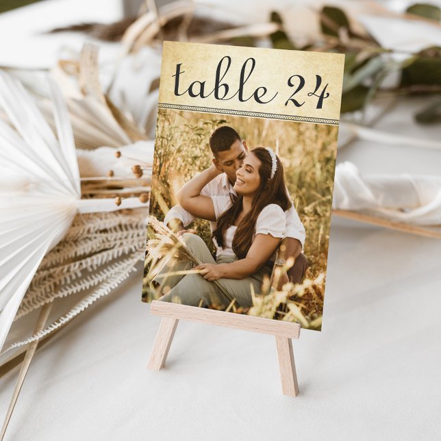 Carte de numéro de table de mariage photo rustique (Créateur téléchargé)