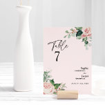 Carte de numéro de table de Mariage rose flou<br><div class="desc">Ce modèle de carte de numéro de table rose floral floue présente de beaux arrière - plans classiques chic de rose pastel et bleu marine avec une typographie moderne simple et une calligraphie élégante pour donner un ton sophistiqué à tout style d'événement. Chaque produit est agrémenté de roses roses roses...</div>