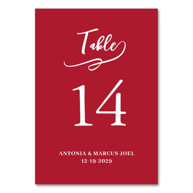 Carte de numéro de table de mariage rouge de Noël (Par défaut)