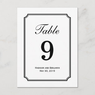 Carte de numéro de table de Mariage simple à chois